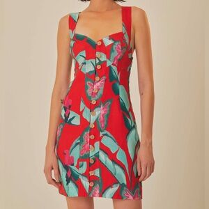 Farm Rio Red Foliage Mini Dress, XL